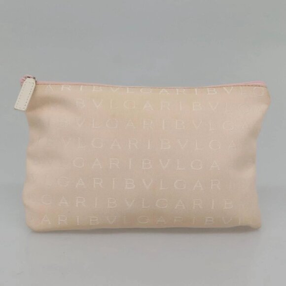 BVLGARI Logo Mania Tote Bag Canvas Pink White Silver Auth 117578 - Picture 14 of 16